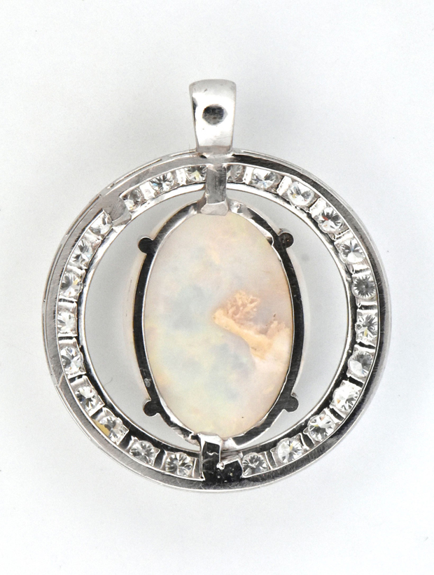 14K White Gold Opal Pendant, GIA #2245013095