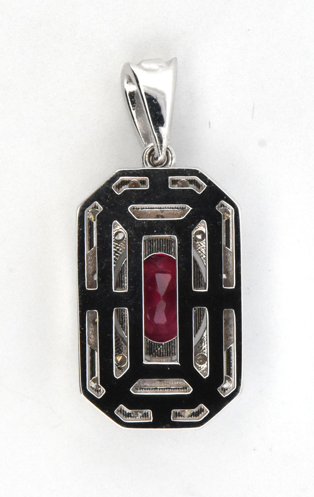 14K White Gold Diamond Pendant with a 1.03 Carat Red Spinel, SGL #240418E-SJ