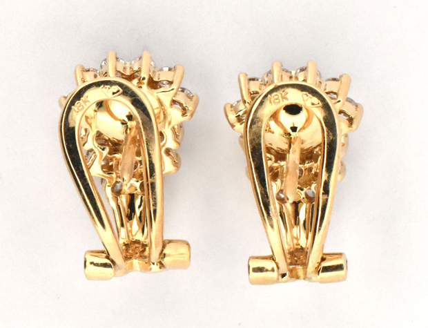 18K Yellow Gold Diamond and Sapphire Earrings