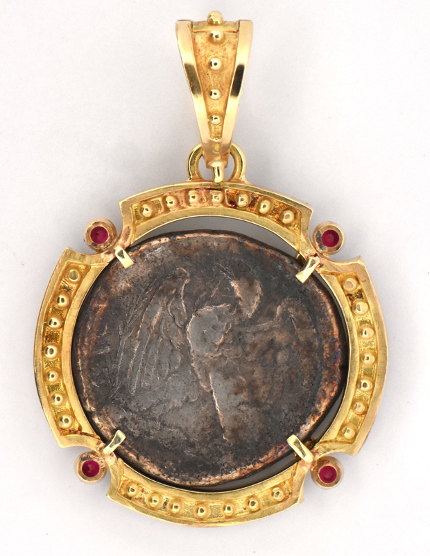 18K Yellow Gold Ancient Coin Pendant