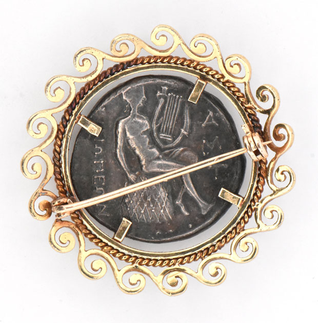 18K Yellow Gold Ancient Coin Pin