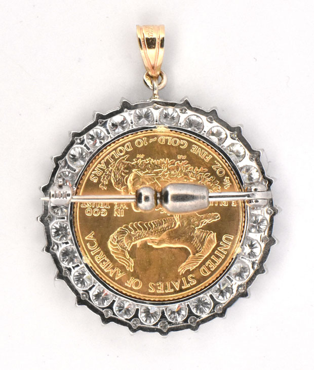 14K Yellow and White Gold Coin Pendant/Pin