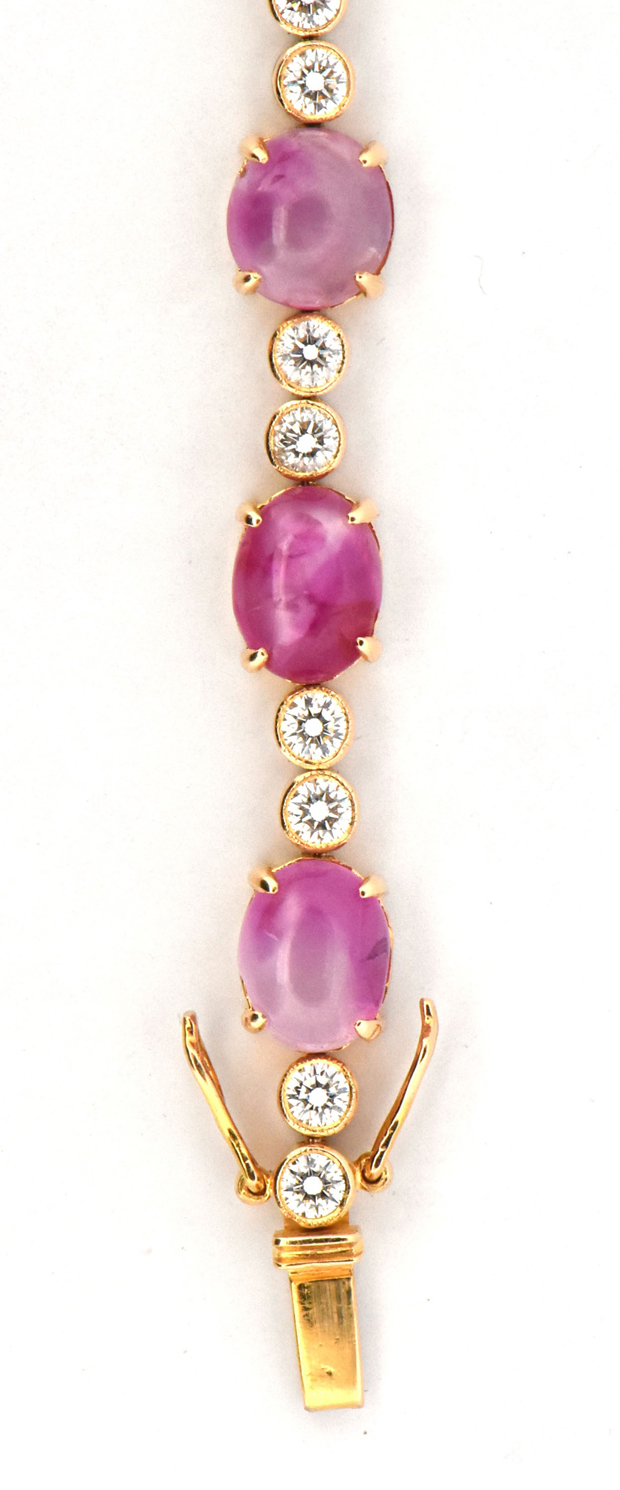 18K Yellow Gold Star Sapphire Bracelet, GIA #5242013091