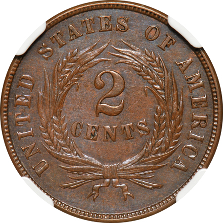 1864 Small Motto NGC, MS-63 BN