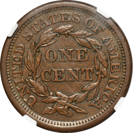 1857 Small Date NGC, AU-58 BN