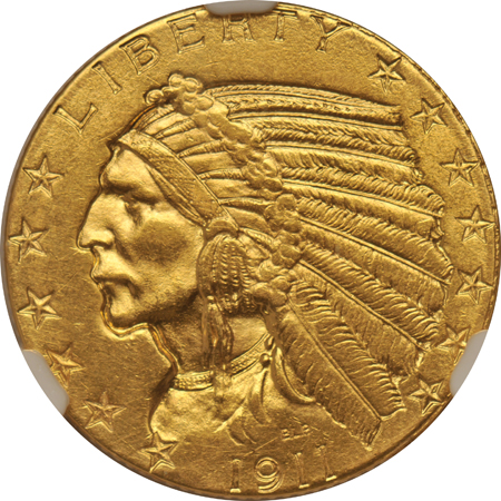 1915-S $2.5 Pan Pac, and a 1911 $5 half-eagle, both NGC UNC details/cleaned