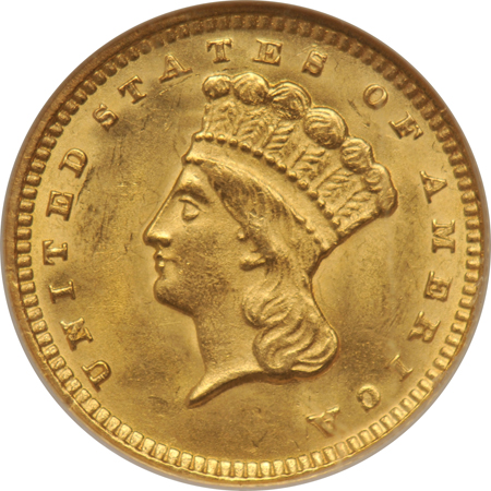 1857 MS-62, and an 1874 MS-63, both NGC