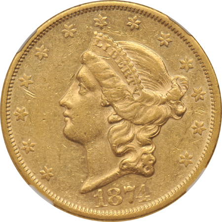 1874-S AU-50, and an 1876-S AU-55, both NGC