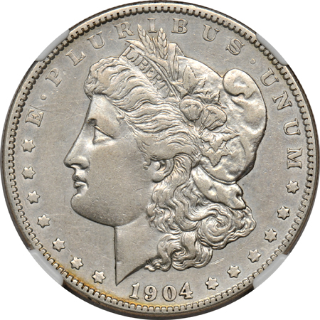 1889-CC VG-8, 1889-S UNC details/cleaned, and a 1904-S XF details/cleaned, all NGC