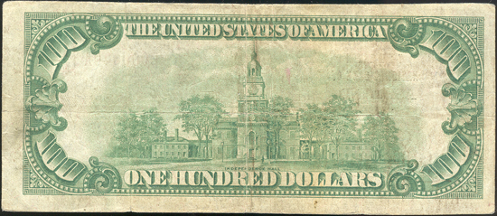 1929 $100 Type 1 - Ashland, WI Charter #3607 - F