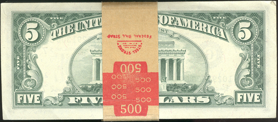 Pack of 100 1963-A $5 Chicago Fr# 1968G - CU