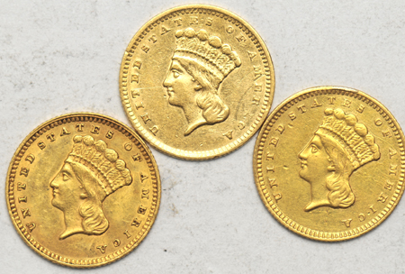 Six gold dollars
