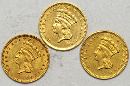Six gold dollars