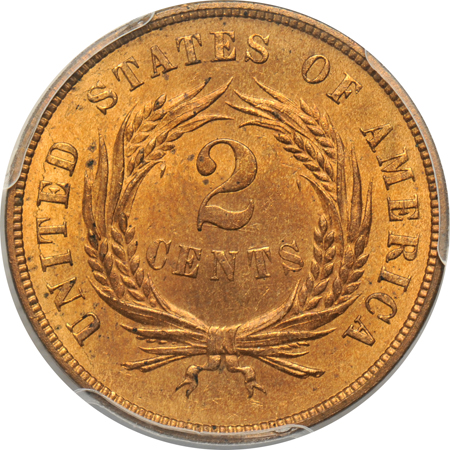 1864 Large Motto "medallic turn" NGC MS-63 RB, 1867 PCGS MS-64RB, and an 1868 PCGS MS-63RB