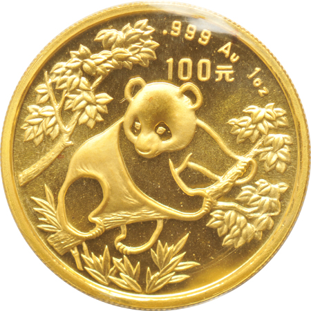 China - Three sealed 1oz Gold Panda coins, 1987 Coin Expo, 1992, and 1993