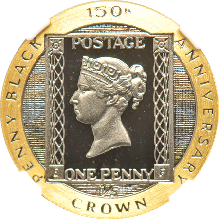 Isle Of Man - Three 1990 Penny Black Coins, Blackened Silver, 1/5C Gold, and 1/5C Blackened Platinum, all NGC PR-70 Ultra Cameo