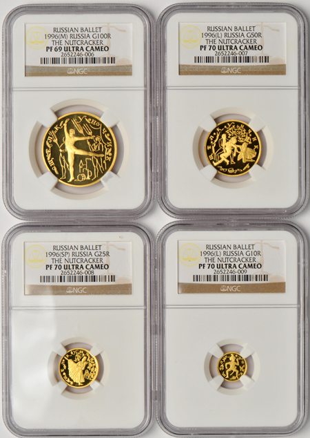 Russia - 1996 The Nutcracker Ballet four coin gold proof set certified by NGC