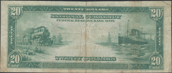1915 $20 Kansas City Fr# 826A - PMG VF-20/stains