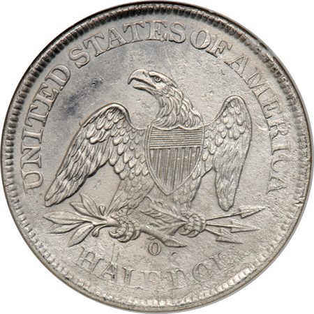 Two 1861-O Seated half-dollars recovered from the SS Republic, both NGC