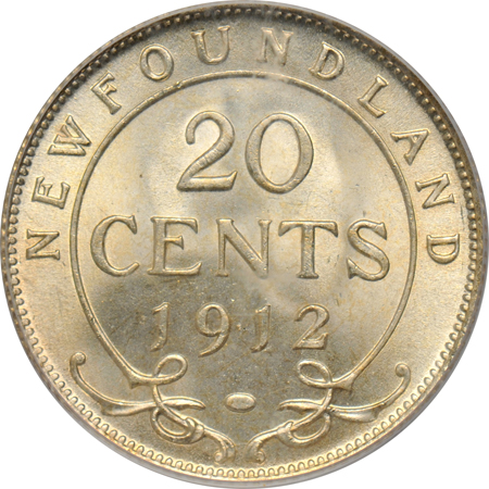 Canada - Newfoundland 1912 twenty-cent piece, PCGS MS-65