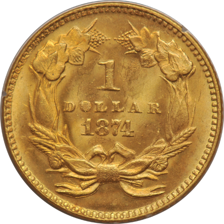 1874 PCGS MS-64 (rattler)