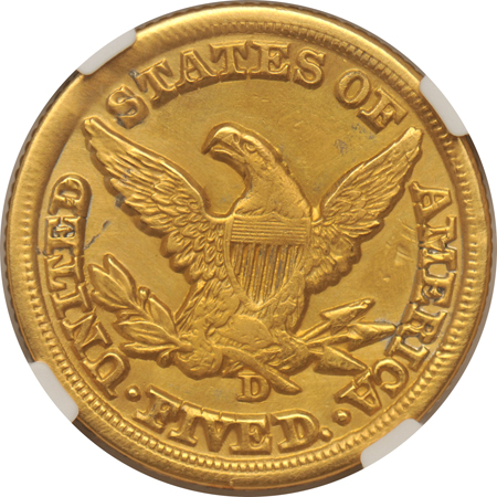 1853-D NGC AU details/mount removed