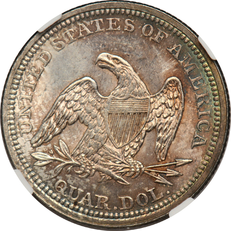 1858 MS-64, and an 1857 UNC details/improperly cleaned, both NGC