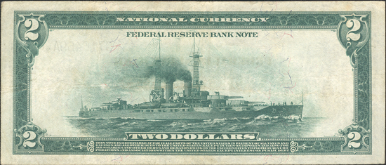 1918 $2 Philadelphia Battleship Fr# 75A - VF