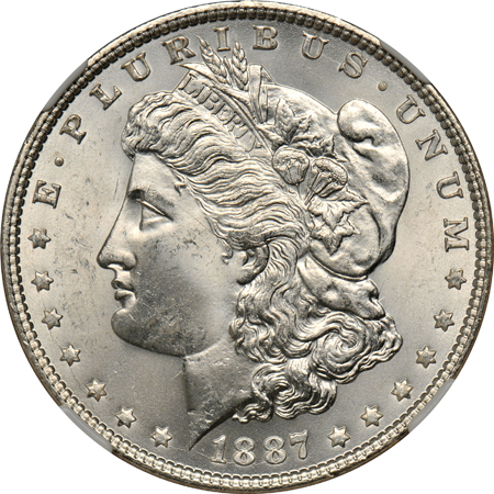 Ten 1887, all NGC MS-65