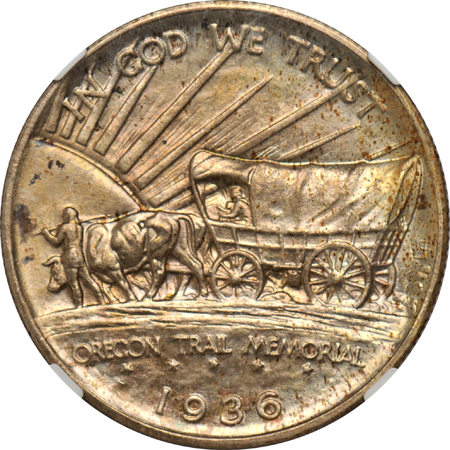 1936-S Oregon MS-66, 1923-S Monroe MS-64, and a 1926 Sesquicentennial MS-64, all NGC