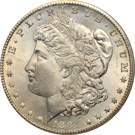 1884-CC MS-65, 1883-CC MS-63, and an 1880-S MS-65, all PCGS