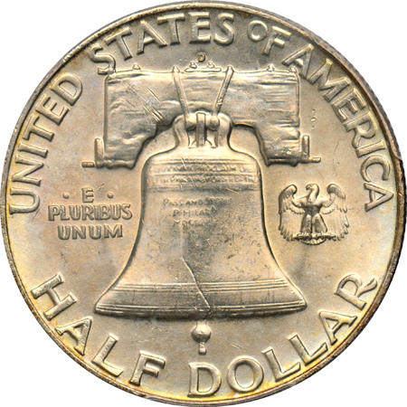 Collection of eight Franklin half-dollars certified by PCGS