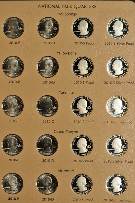 Collection of Washington Quarters from 1999 through 2014, including proof-only issues, in three Dansco albums