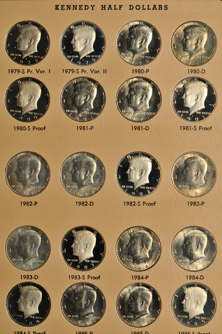 Complete collection of Kennedy half-dollars, including proof-only issues, through 2014-S silver proof