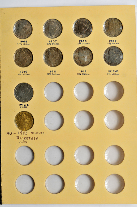 Complete collection of Liberty Head nickels in a Library of Coins album