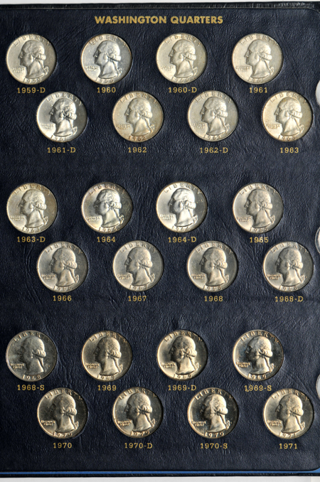 Complete collection of Washington quarters, including proof-only issues, 1932 through 1998 silver proof