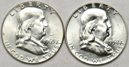 Collection of 220 BU Franklin half-dollars