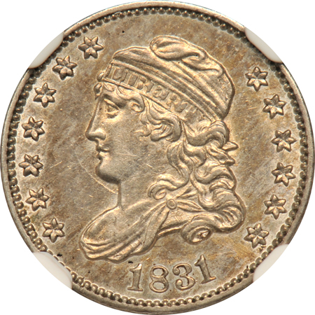 1831 bust half-dime AU-58, and an 1835 dime AU-55, both NGC