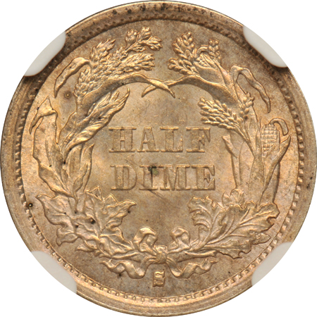 1872-S Mintmark Below Bow NGC MS-65+