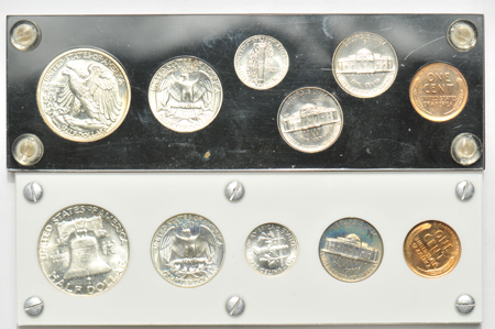 1942 and 1950 Proof Sets in Capital Plastics holders