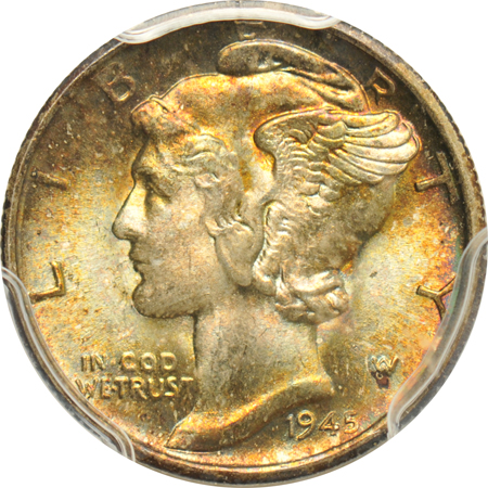Collection of six certified Mercury dimes