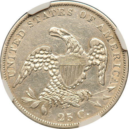 1835 bust quarter NGC XF-45, plus two seated quarters, as described