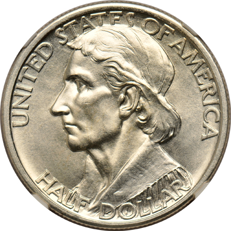 Five silver commemorative half-dollars, all NGC MS-65