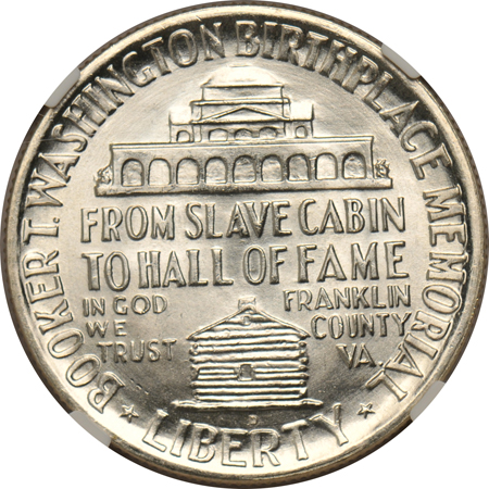 Five Booker T. Washington silver commemorative half-dollars, all NGC MS-66