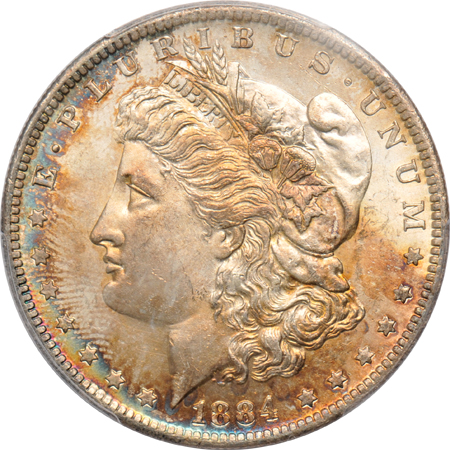 Fourteen toned silver dollars certified by PCGS