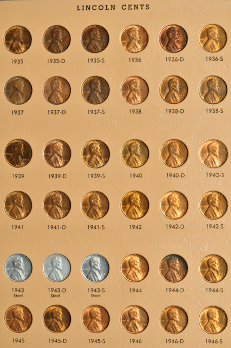 Nearly complete collection of wheat cents, all but the 1922 No D, in a Dansco 7103 album