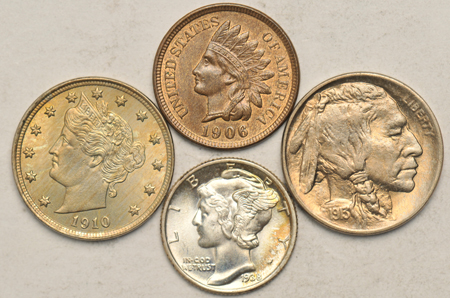 Eleven US type coins