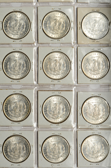 Twenty Uncirculated Morgan dollars