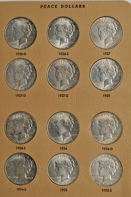 Complete collection of Peace dollars in a Dansco 7175 album