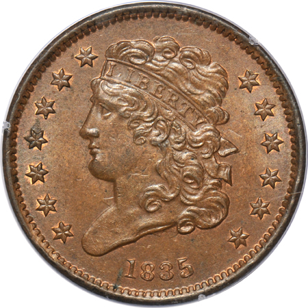 Three Uncirculated copper-type coins in PCGS rattler holders
